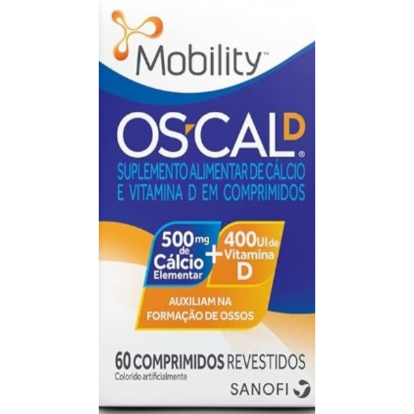 Os-Cal Mobility Cálcio 500mg + Vitamina D 400UI D 60 comprimidos